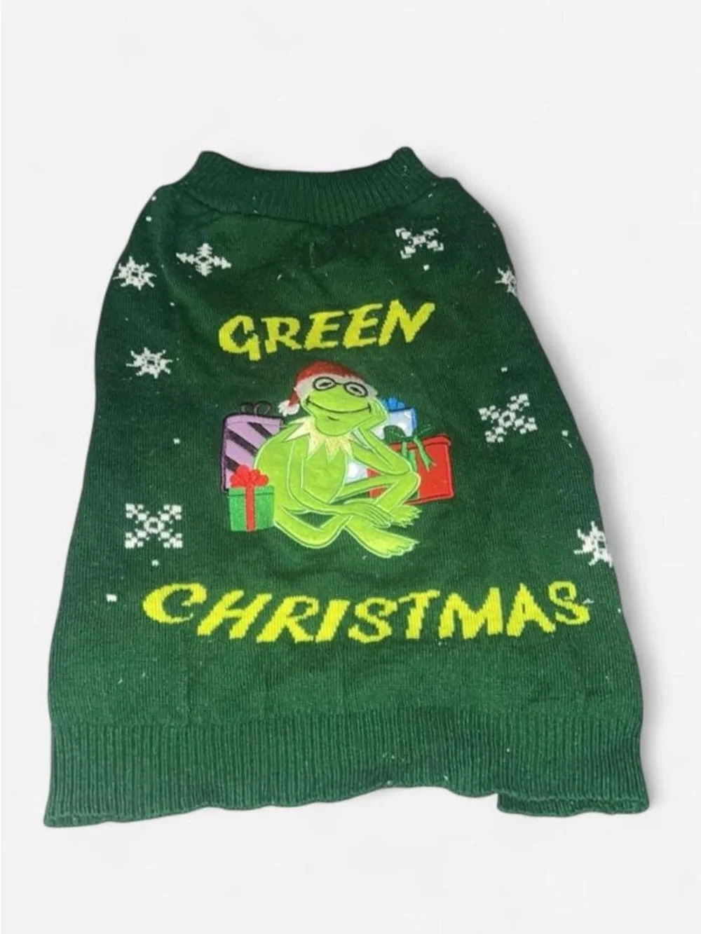 Green Christmas Kermit Dog Sweater